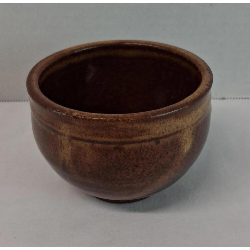 Handmade Studio Pottery Bowl Brown Glaze Stoneware VTG Rustic Craft 2.5" USA EUC
